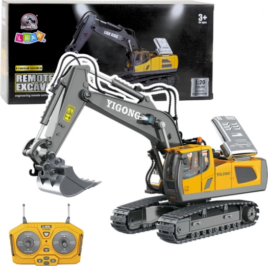 RC Kettenbagger 1:20, 11-kanalig, gelb