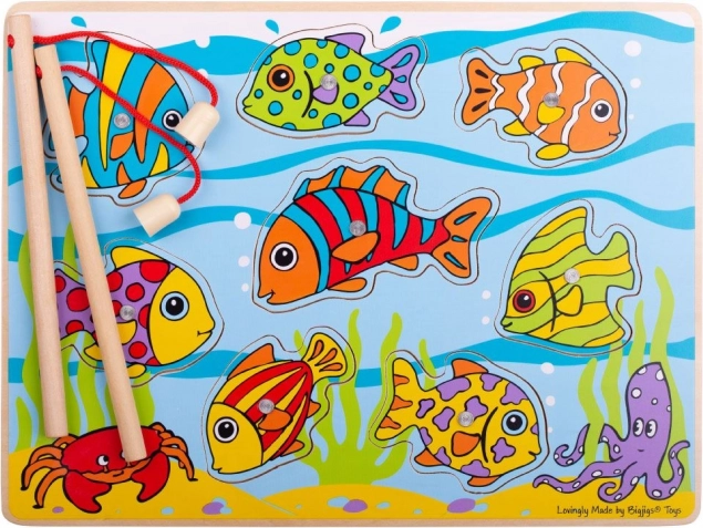 Bigjigs Toys Angeln von Fischen auf magnetischer Platte