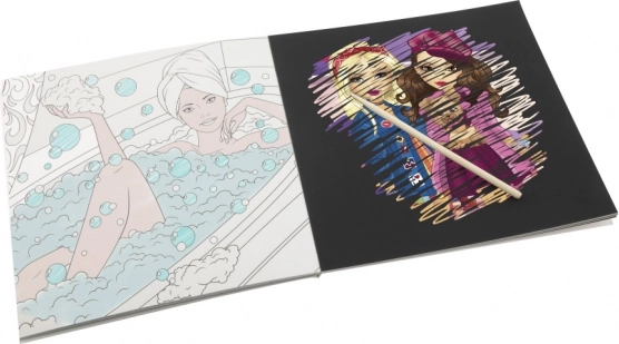 Kombination aus Scratch Art und Malvorlagen