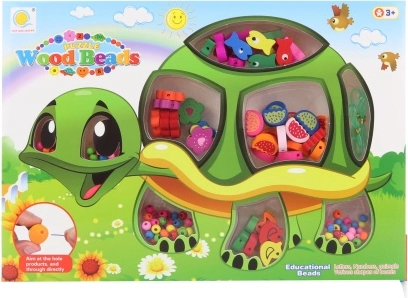Holzperlen Schildkröte – Fädelset