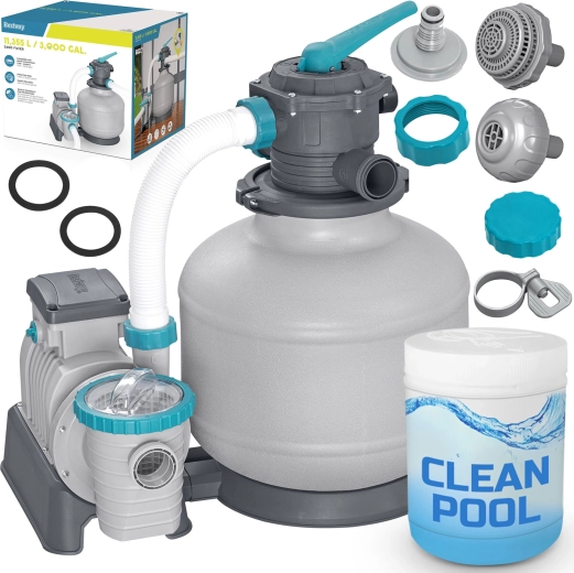 Sandfilteranlage für Pool 11 355 l/h BESTWAY 58486 + Multifunktionstabletten