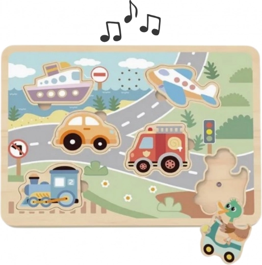 Tooky Toy Holz-Interaktives-Puzzle Fahrzeuge