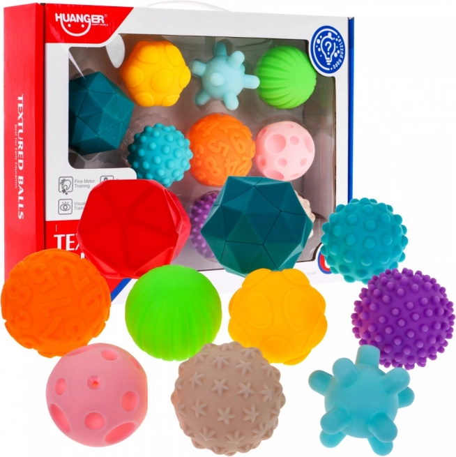 Set aus 10 gummierten sensorischen Bällen für Kinder ab 6 Monaten und Erwachsene – Anti-Stress-Spielzeuge