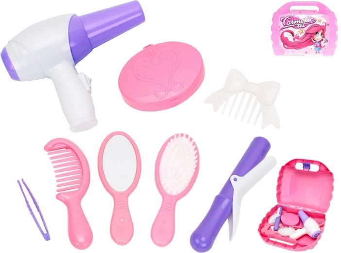 Friseursatz für Kinder im Koffer – 8-teiliges rosa Set