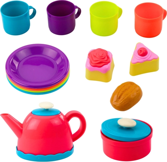 Buntes Geschirr und Süßigkeiten für spielerische Fantasie