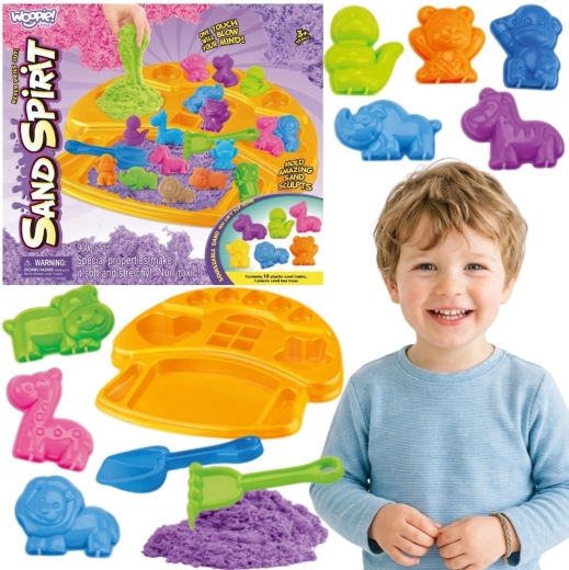 Woopie Set mit kinetischem Sand mit Tierförmchen und Tablett