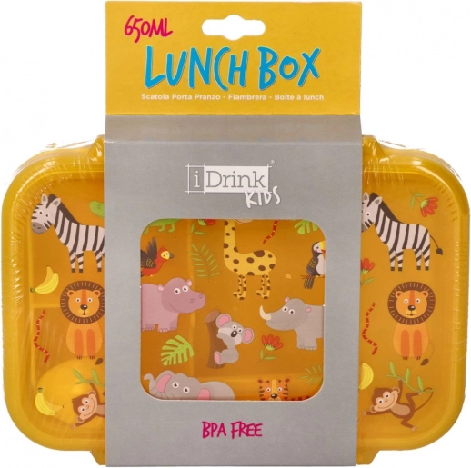 Kinder-Snackbox Safari 650 ml mit Löffel und Gabel