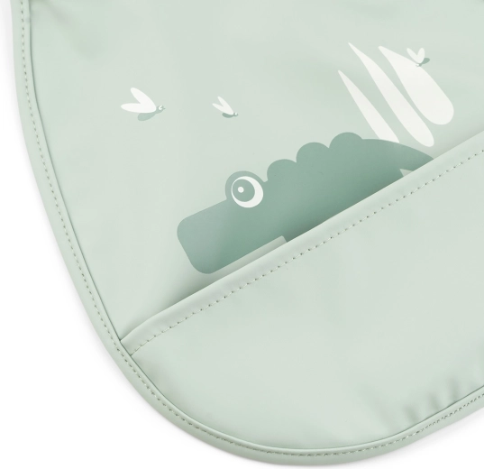 Done by Deer Lätzchen mit Auffangtasche Tiny Croco grün, 2 Stück