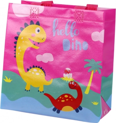 Geschenktasche Dinosaurier rosa 23 × 21,5 × 11 cm