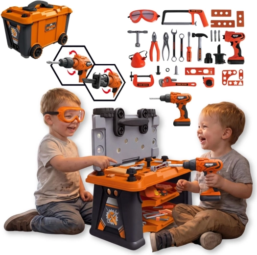 TinyMini Kinderwerkstatt mit Werkzeug, 65 Teile