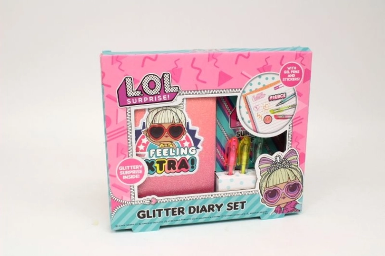 L.O.L. Glitzer-Tagebuch mit Set aus Gelstiften und Stickern