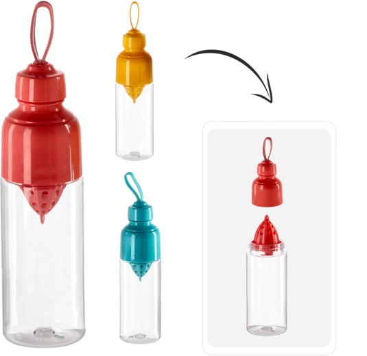 Kunststoffflasche 600 ml mit integriertem Zitrusentsafter