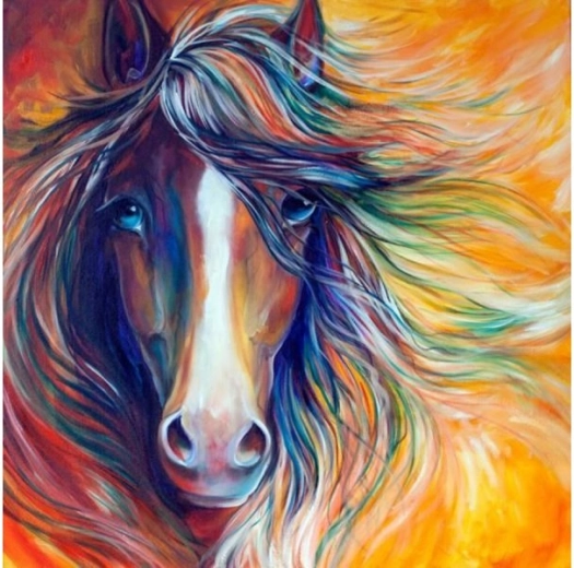 Diamantstickerei (Diamond Painting) abstraktes Pferd 30 × 30 cm