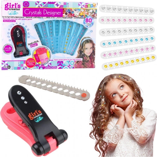 Set zum Verzieren der Haare mit Diamanten und Applikator, 80 Stk.