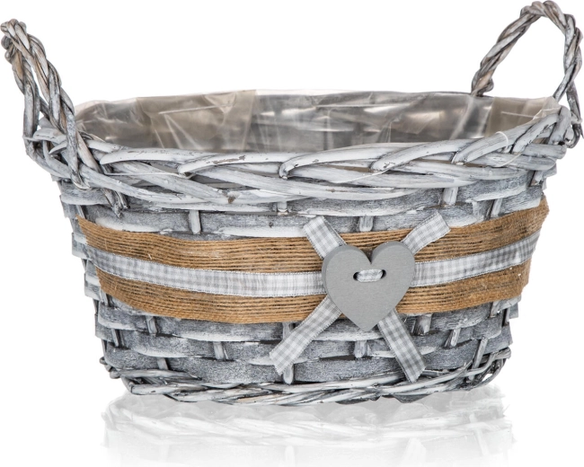 Runder Weidenkorb GRIS mit Griffen 25 × 12 cm, grau