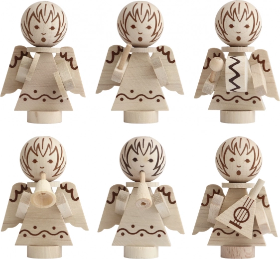 Detoa Weihnachtsbaumschmuck Engelchen aus Holz, Set 6 Stück