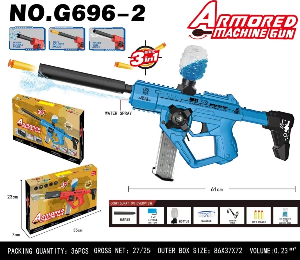 Blaue 3-in-1-Pistole für Gel-Wasserkugeln