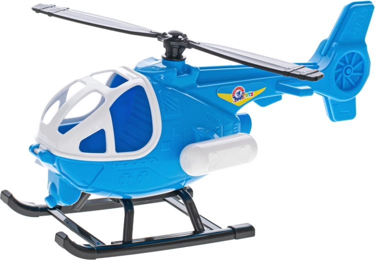 Blauer Kunststoffhubschrauber mit öffnender Kabine 25 cm