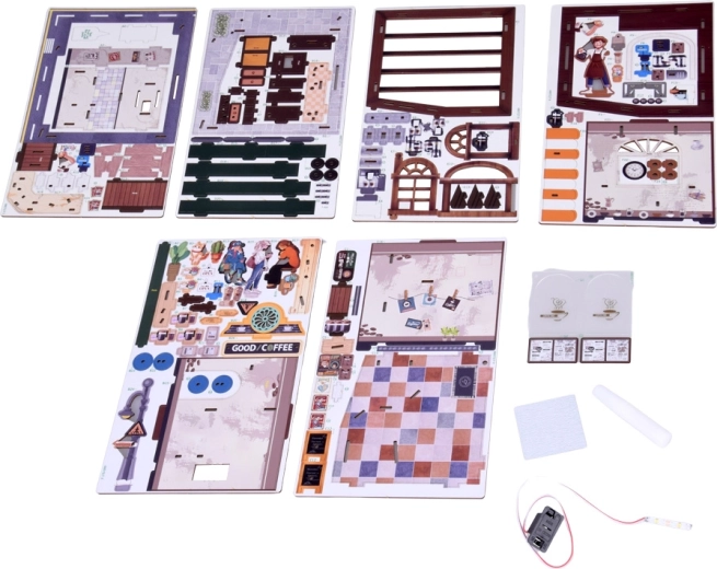 Strahlendes Mini-Café mit LED-Beleuchtung