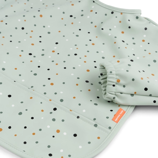 Done by Deer Lätzchen mit Ärmeln und Tasche Happy dots grün