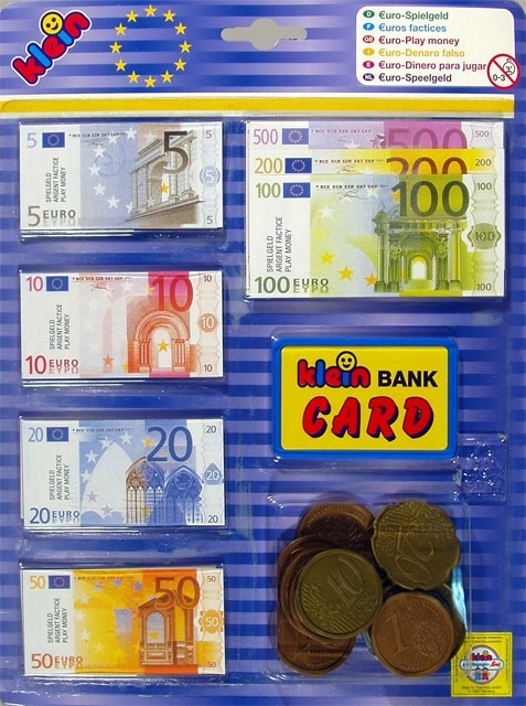 Papiergeldscheine und Plastikmünzen Euro für Kinder