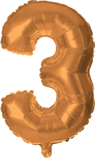 Folienballon Zahl 3 30 cm bronzefarben TORO