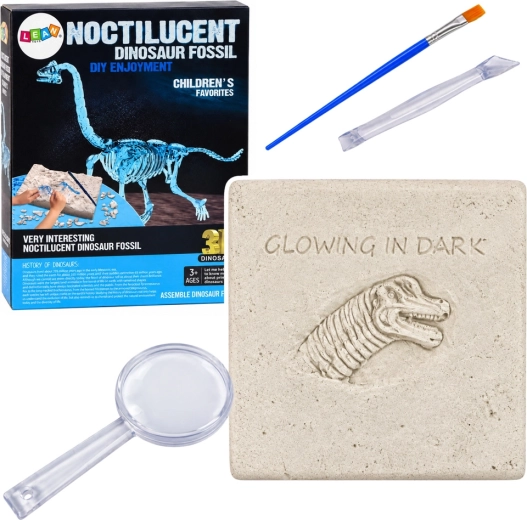 Archäologieset mit Ausgrabung eines Brachiosaurus-Dinosauriers und leuchtendem 3D-Skelett