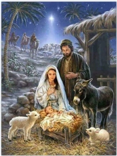 Diamantmalerei Jesus in der Krippe 30 × 40 cm