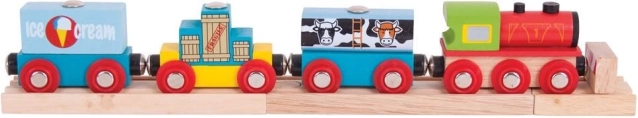 Bigjigs Rail Güterzug mit Waren und 3 Gleisen
