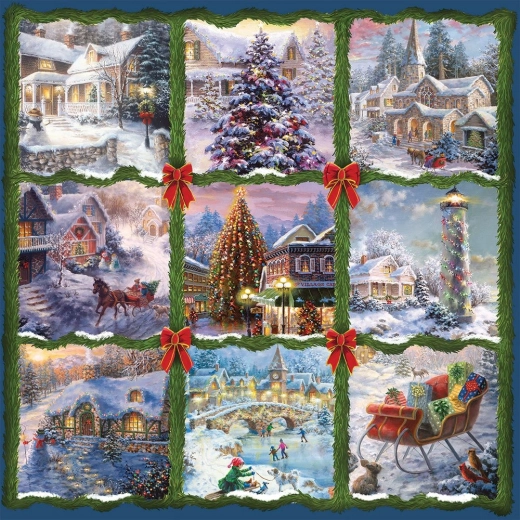 Quadratisches Puzzle Weihnachts-Neunfeld 1000 Teile