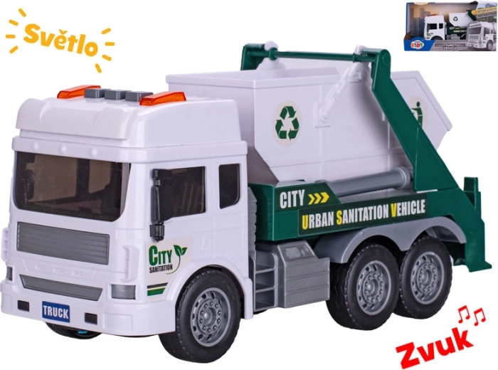 Müllwagen mit Schwungrad und Container 28 cm
