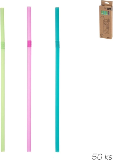 Wiederverwendbarer Trinkhalm aus PE mit Knickgelenk, Farbmix (50 Stk., 21 cm)