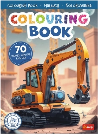 Malbuch mit Baumaschinen und Stickern