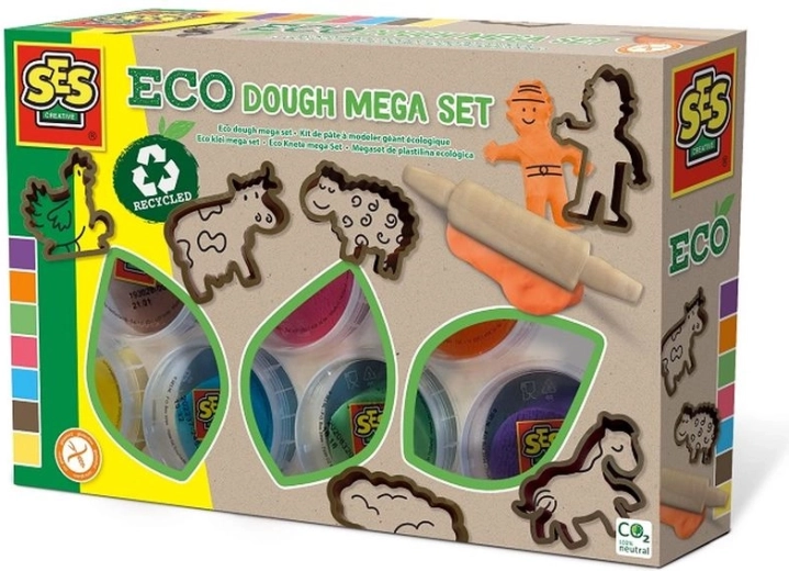 SES Creative Eco-Knete – Mega-Set mit 7 Farben und Förmchen