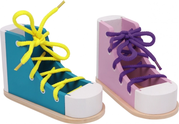 Small Foot Set Spiel Binde dir die Schleife – Holzschuhe, 2 Stk.