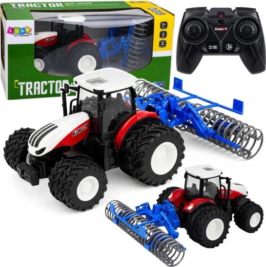 RC-Traktor mit ankuppelbarer Landwirtschaftswalze 1:24, rot, mit Licht