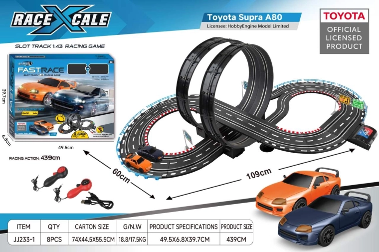 Rennbahn mit Fernbedienung Toyota Supra 1:43, 109 × 60 cm