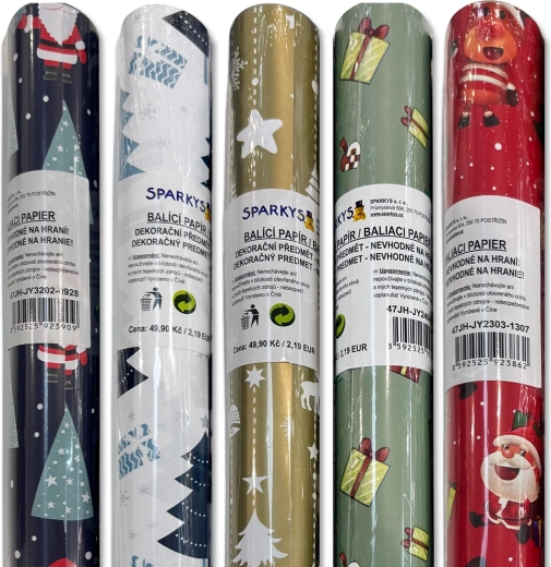 Geschenkpapier mit Weihnachtsmotiven 200 × 70 cm