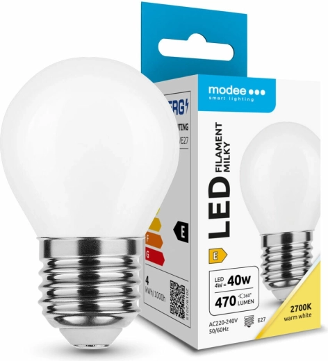 Modee LED-Filament-Glühlampe Milky Globe Mini G45 4 W E27 2700 K - 1 Stück