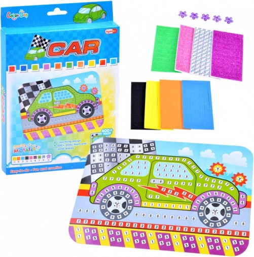 Kreatives Schaumstoff-Mosaik Auto – Sticker-Set für Kinder