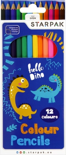 Buntstifte mit Dinosaurier-Motiv, Set mit 12 Farben