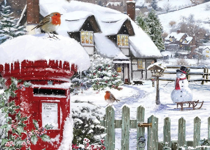 Puzzle Rotkehlchen im Schnee 500 Teile