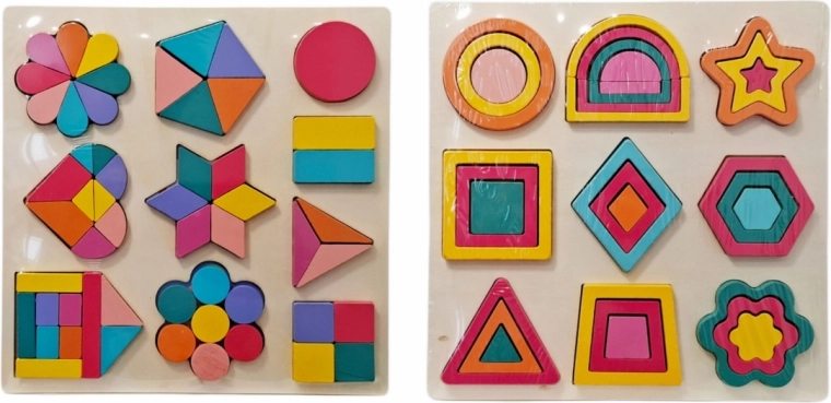 Holz-Lernpuzzle mit bunten Formen – 1 Stück