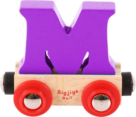 Holzwagen mit Buchstabe M BIGJIGS RAIL