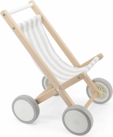 Puppenwagen aus Holz – Naturholz, Textilsitz