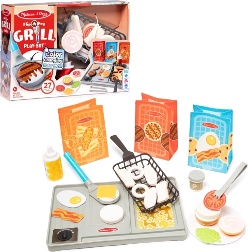 Melissa & Doug Flip & Fry Grillset mit farbwechselnden Lebensmitteln, 27 Teile