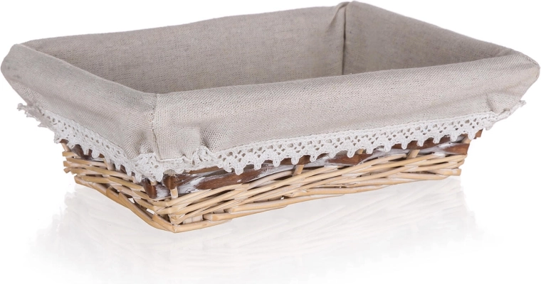 Geflochtener rechteckiger Korb Duo 26 × 18 cm mit Spitze