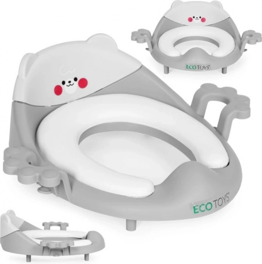 Kindertoilettensitz mit Griffen und weicher Polsterung, grau, ECOTOYS