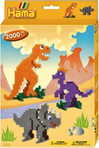 Bügelperlen Geschenkbox Dino