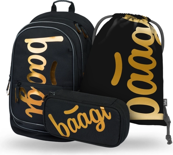 SET 3 Stück BAAGL Core Metallic Bronze: Rucksack, Federmäppchen, Beutel